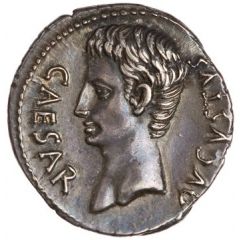 Denarius - Augustus S P Q R CL V