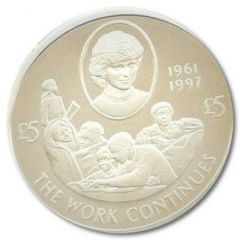 5 Pounds - Elizabeth II The Work Continues, Silver Proof