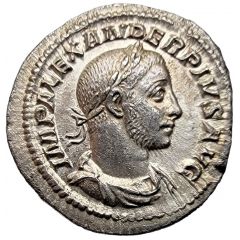 Denarius - Severus Alexander P M TR P XI COS III P P, Sol