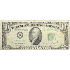 10 Dollars Federal Reserve Note, small portrait, no motto