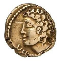 Stater of Vercingetorix horse facing right, crescent and amphora