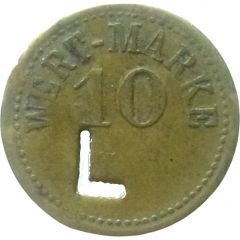 10 Pfennig Wert-Marke, with cutout `L`