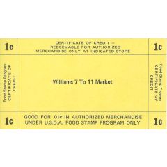1 Cent - Food Stamp Scrip Williams 7 To 11 Market