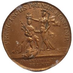 Satirical Medal - Coronation of Franz I as Emperor of the Holy Roman Empire in Frankfurt Spottmedaille