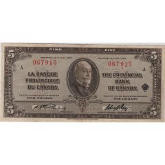 5 Dollars Provincial Bank of Canada