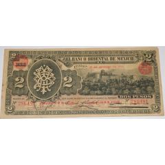 2 Pesos El banco oriental de Mexico