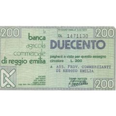 200 Lire Banca Agricola Commerciale di Reggio Emilia
