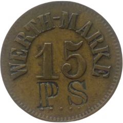 15 Pfennig Werth-Marke, Countermarked `PS`