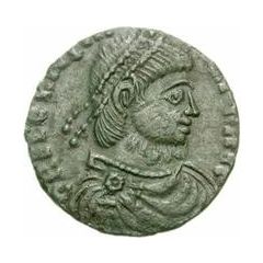 Æ In the name of Julian II, Two stars above bull, shaved bust