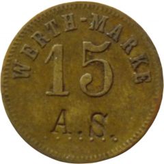 15 Pfennig Werth-Marke, Countermarked `A.S.`