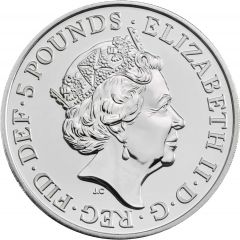 5 Pounds - Elizabeth II 5th portrait, White Lion of Mortimer