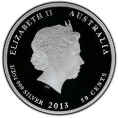 50 Cents - Elizabeth II 4th Portrait - Rainbow Lorikeet