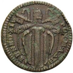 1 Quattrino - Benedict XIV Four-lobed cartouche