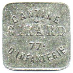 5 Francs - Cantine Girard 77ème d`Infanterie Cholet