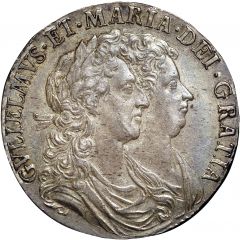 1/2 Crown - William and Mary 1st busts, 2nd shield