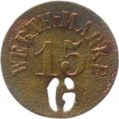 15 Pfennig Werth-Marke, with cutout `G`