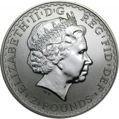2 Pounds - Elizabeth II 4th portrait, 1 oz Fine Silver