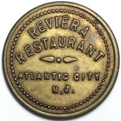 20 Cents - Reviera Restaurant Token Atlantic City, New Jersey