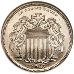 5 Cents `1866 Shield Nickel With Rays` Pattern, nickel