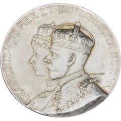 Medal - George V Coronation, Elkington, silver, 65mm