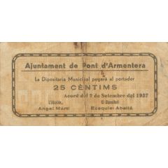 25 Céntimos Pont d`Armentera