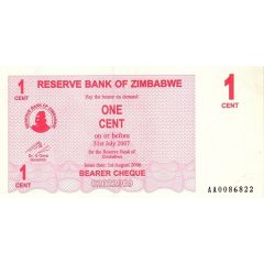 1 Cent Bearer Cheque