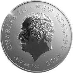 1 Dollar - Charles III 1st Portrait - Great Spotted Kiwi, Silver BU