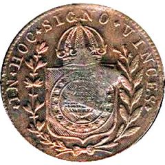 10 Réis - Pedro II Countermarked 20 Réis with star CEARÁ