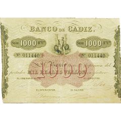 1000 Reales de Vellón Banco de Cádiz