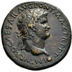 Sestertius - Nero S C, Mars, Pax, and Victory