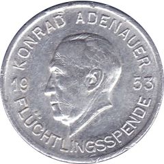 Token - Konrad Adenauer Flüchtlingsspende, 1/2 Deutsche Mark