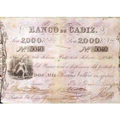 2000 Reales de Vellón Banco de Cádiz
