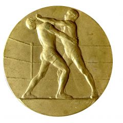 Art Nouveau Sports Medal - Two Wrestlers