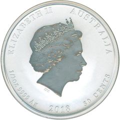 50 Cents - Elizabeth II 4th Portrait - Year of the Dog - Coloured