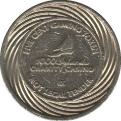 5 Cent Gaming Token - 1000 Islands Charity Casino Gananoque, Ontario