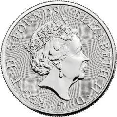 5 Pounds - Elizabeth II Lion of England, 2 oz Fine Silver