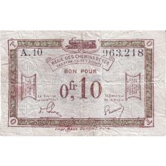 10 Centimes Régie des Chemin de Fer en Territoires Occupés