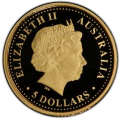 5 Dollars - Elizabeth II 4th Portrait - Great White Shark, Gold Proof
