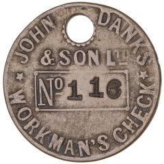 Token -John Danks & Son Workman`s Check