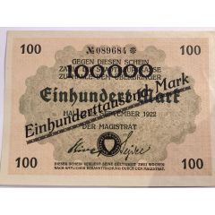 100 000 Mark overprint on 100 Mark