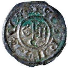 Denier - Gregory IV and emperor Louis I monogram