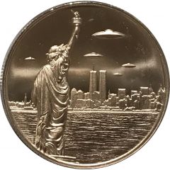 1 Ounce Silver - Intaglio Mint UFOs over New York