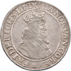 1 Speciedaler - Frederik III Type I.B, 3 lines in crown, legend starts under bust, low shoulder