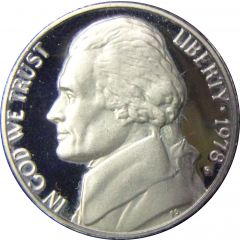 5 Cents `Jefferson Nickel` 1st portrait