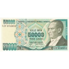 50 000 Lira Black and green numeral