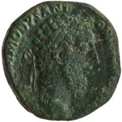 Sestertius - Commodus SALVS P M TR P VIIII IMP VII COS IIII P P S C, Salus, Spes, and Bacchus