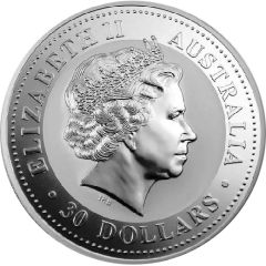 30 Dollars - Elizabeth II 4th Portrait - Australian Kookaburra - Silver Bullion Coin