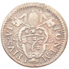 1 Quattrino - Pius VI Small Arms, Smooth field