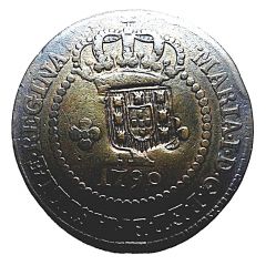 20 Réis - João Prince Regent Countermarked X Réis - Maria I, KM# 215