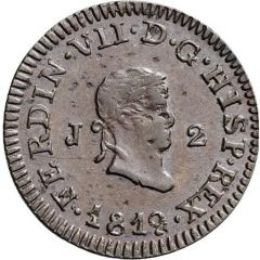 2 Maravedis - Fernando VII Jubia mint, 2nd portrait